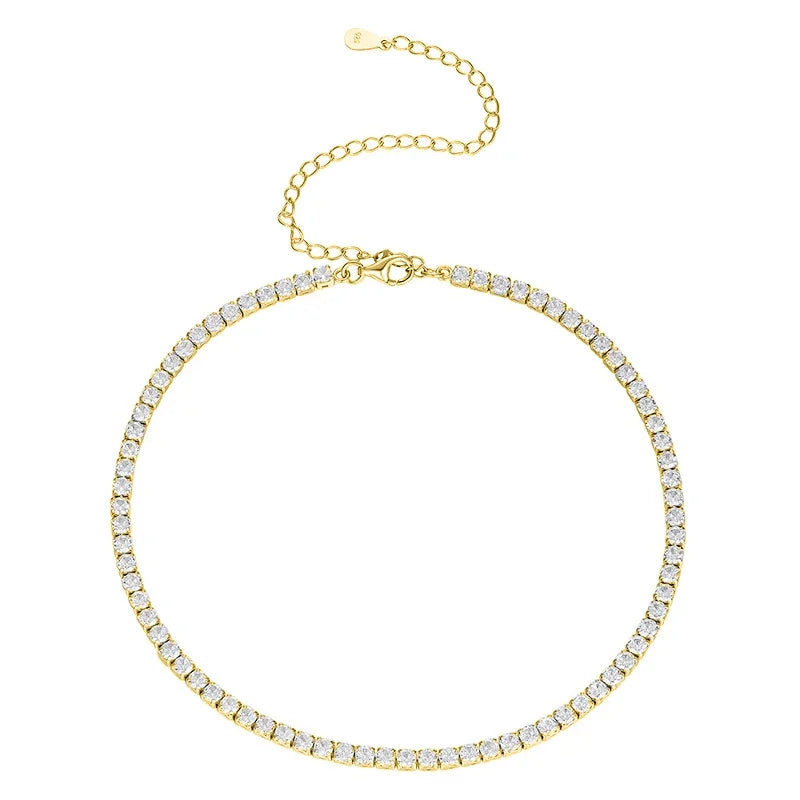 Sparkling Tennis Necklace for Women
Brilliant Zirconia Diamond Choker | 2mm & 3mm Rhinestone Design | Elegant Bridal & Wedding Jewelry with Adjustable Chain.