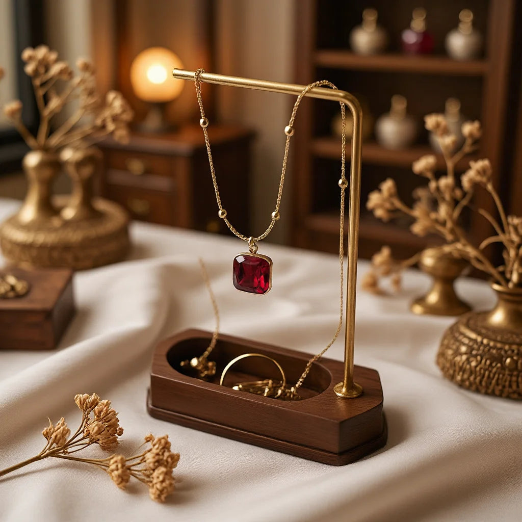 Bring timeless elegance to your space with this Minimalist T-Bar Jewelry Stand, crafted from rich walnut wood and sleek metal. Designed for both style and function, it keeps your favorite earrings, necklaces, and accessories.